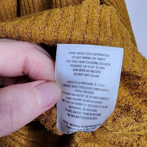 Anthropologie Akemi + Kin Mustard Woodruff Waffle Wrap Around Top M - Picture 7 of 8